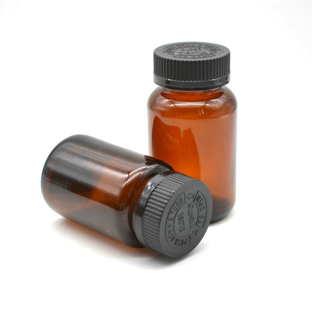 Childproof Cap cbd Glass Jar 100ml 120ml Amber Packer Wide Mouth Glass Bottle Pill Vitamin Bottles