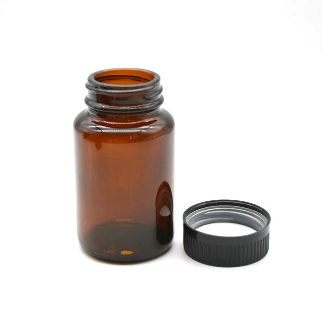 Childproof Cap cbd Glass Jar 100ml 120ml Amber Packer Wide Mouth Glass Bottle Pill Vitamin Bottles