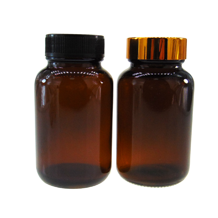Childproof Cap cbd Glass Jar 120ml Amber Packer Wide Mouth Glass Bottle Pill Vitamin Bottles