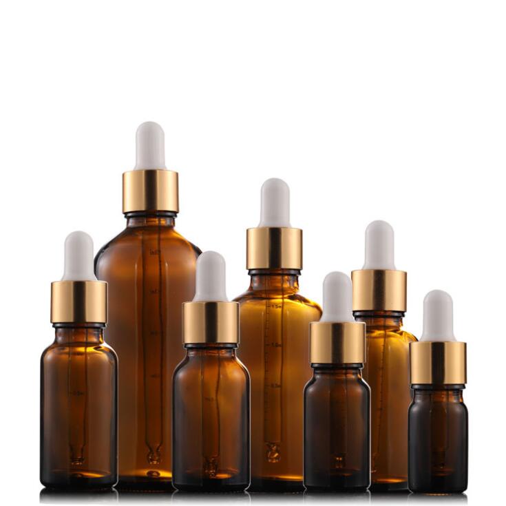 Childproof Dropper Sealing Type Amber Boston Round Glass Bottles 30 ML/ 60ML / 2 OZ / 1 OZ Aromatherapy Bottles