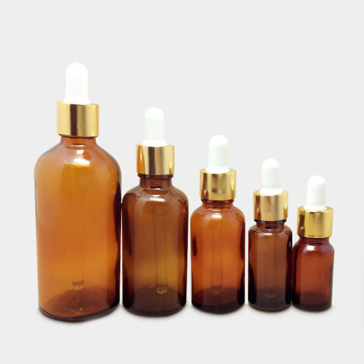 Childproof Dropper Sealing Type Amber Boston Round Glass Bottles 30 ML/ 60ML / 2 OZ / 1 OZ Aromatherapy Bottles