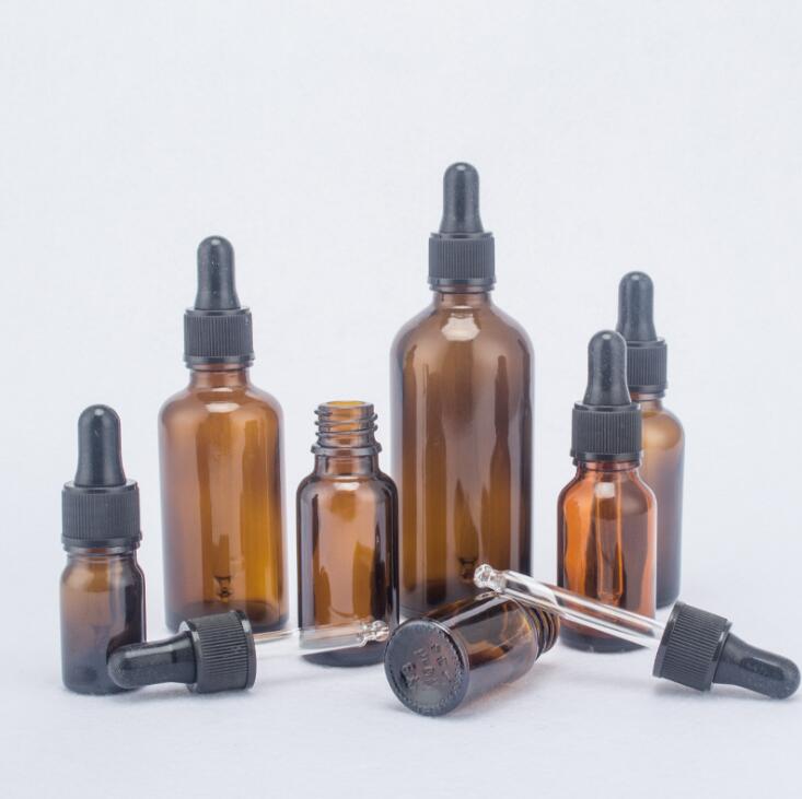 Childproof Dropper Sealing Type Amber Boston Round Glass Bottles 30 ML/ 60ML / 2 OZ / 1 OZ Aromatherapy Bottles