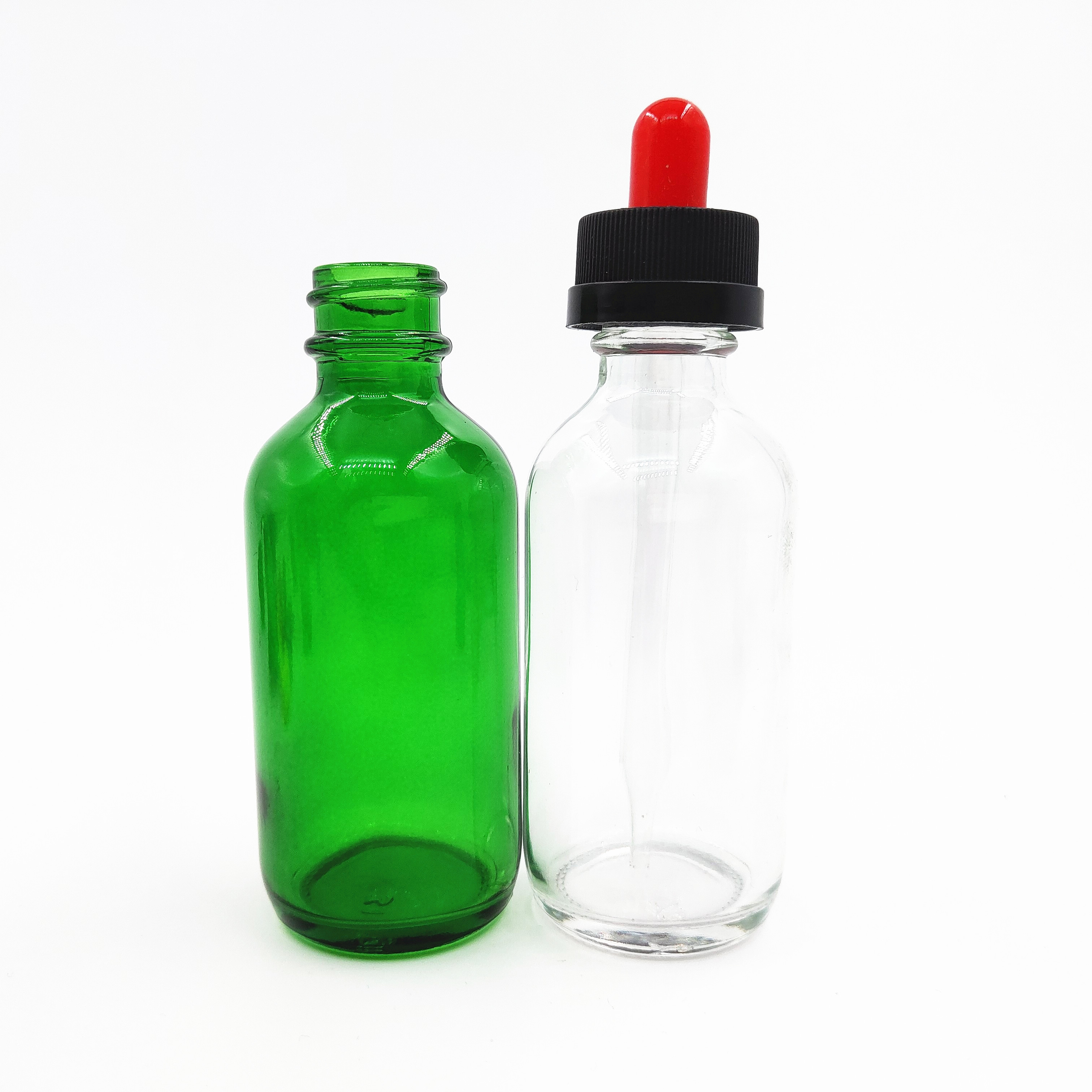 Childproof Dropper Sealing Type clear green Boston Round Glass Bottles 30 ML/ 60ML / 2 OZ / 1 OZ Aromatherapy Bottles