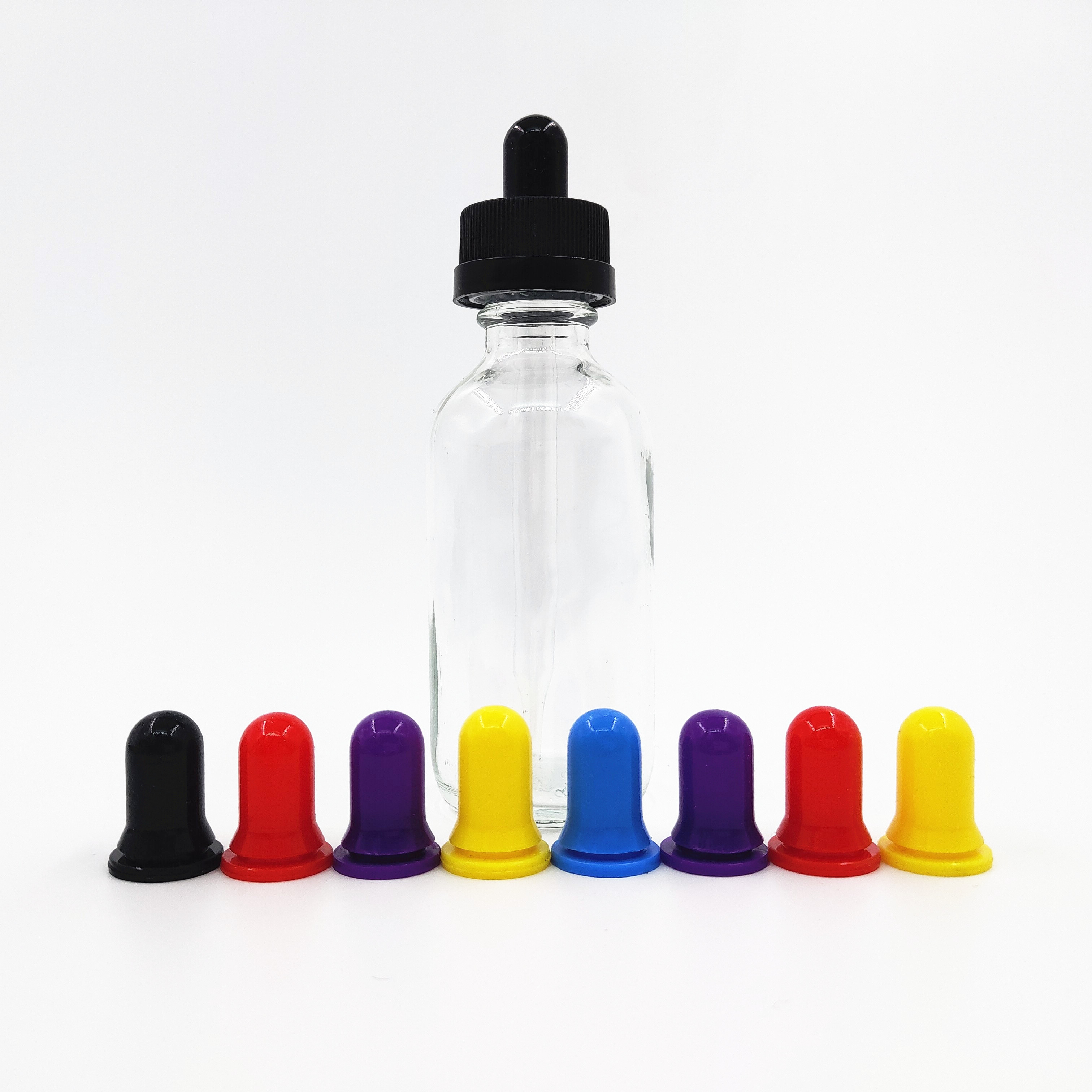 Childproof Dropper Sealing Type clear green Boston Round Glass Bottles 30 ML/ 60ML / 2 OZ / 1 OZ Aromatherapy Bottles