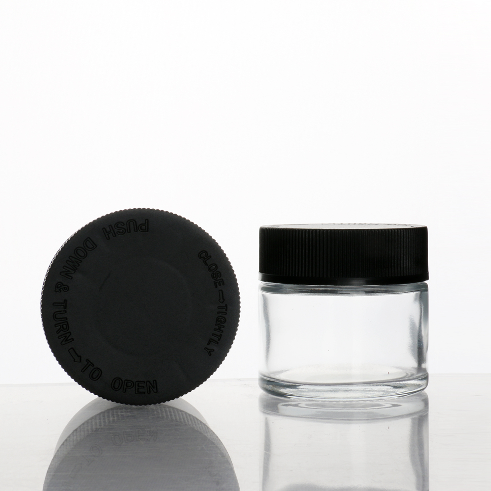 Childproof glass jars 60ml 2oz CBD bottle glass jar with child proof lid child resistant glass jar