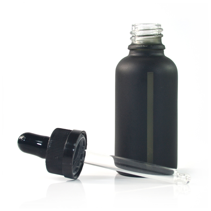 Childproof packaging 15ml 30ml 50ml matte white black red blue glass dropper bottle with window