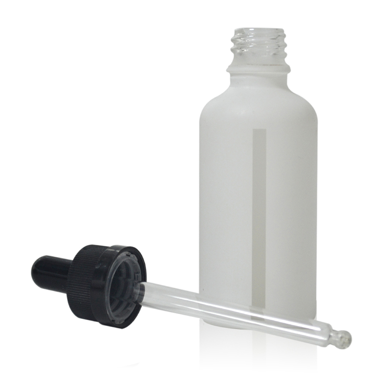 Childproof packaging 15ml 30ml 50ml matte white black red blue glass dropper bottle with window