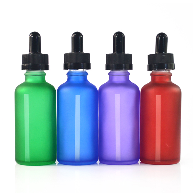Childproof packaging 15ml 30ml 50ml matte white black red blue glass dropper bottle with window