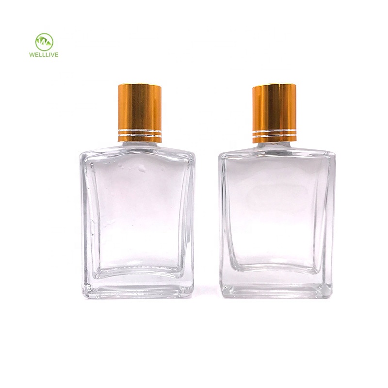 Childproof screw top lid 50ml 10ml clear square glass bottle for wine liquor liquid