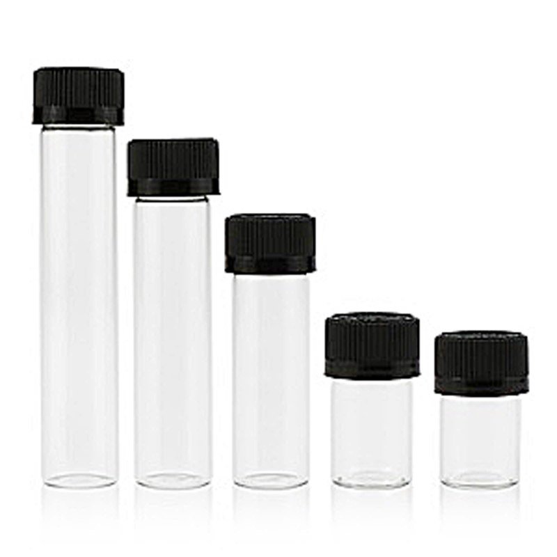 Children Resistant Quartz Test Tube Glass Pre Roll Tube With Black/White Lids