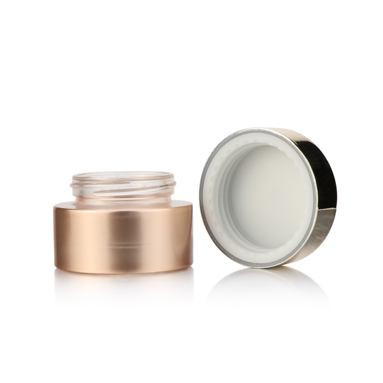 China 50ml 20g 30 gram skin care frosted matte brown glass cosmetic jars with rose gold lid for cosmetics