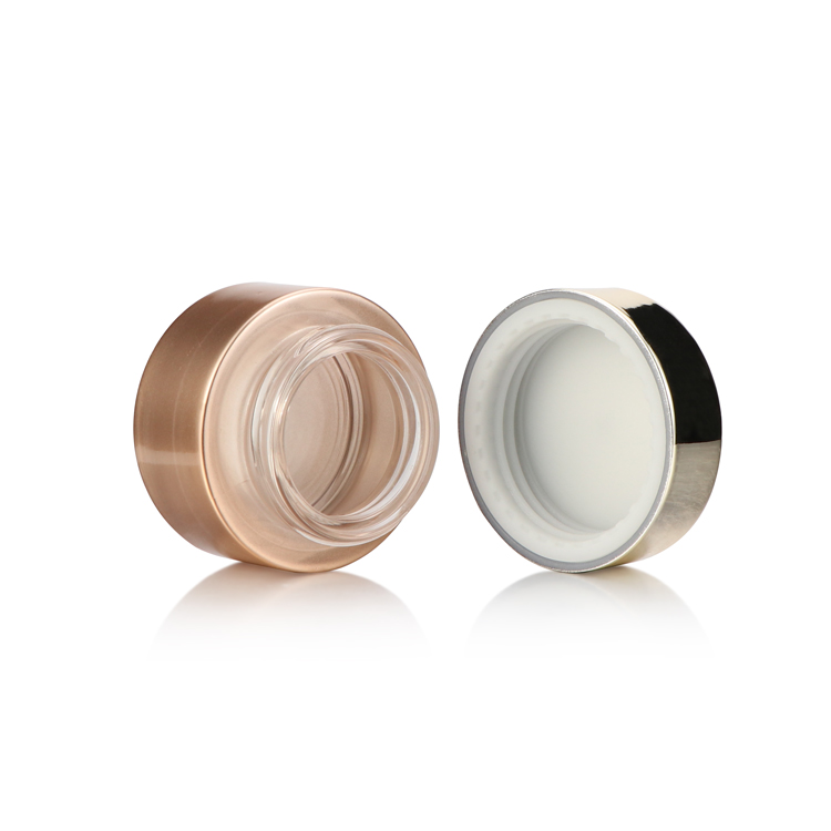 China 50ml 20g 30 gram skin care frosted matte brown glass cosmetic jars with rose gold lid for cosmetics