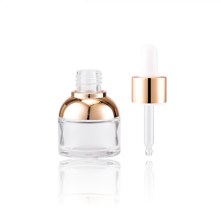 China BDPAK Cosmetic Mini Clear Empty Dropper Glass Bottle 10ml With Golden Cap