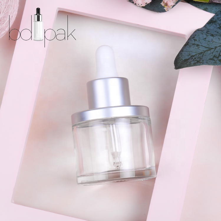 China BDPAK Cosmetic Mini Clear Empty Dropper Glass Bottle 10ml With Golden Cap