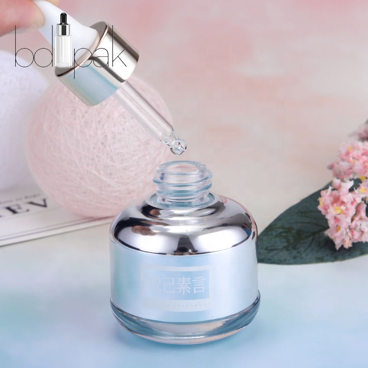 China BDPAK Cosmetic Mini Clear Empty Dropper Glass Bottle 10ml With Golden Cap