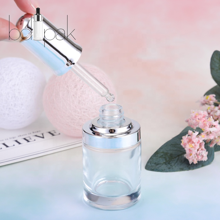 China BDPAK Cosmetic Mini Clear Empty Dropper Glass Bottle 10ml With Golden Cap