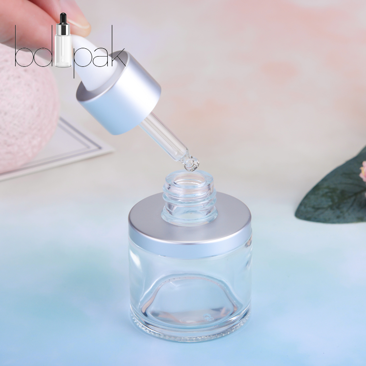 China BDPAK Cosmetic Mini Clear Empty Dropper Glass Bottle 10ml With Golden Cap