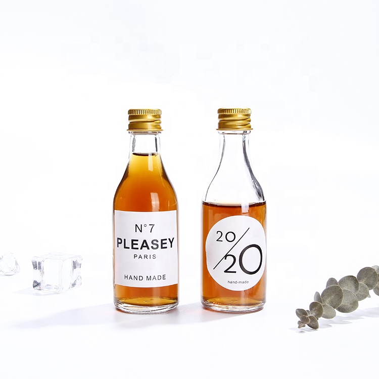 China Cheap Price 50ml Glass Bitter Bottle Mini Spirits Bottle With Gold Cap