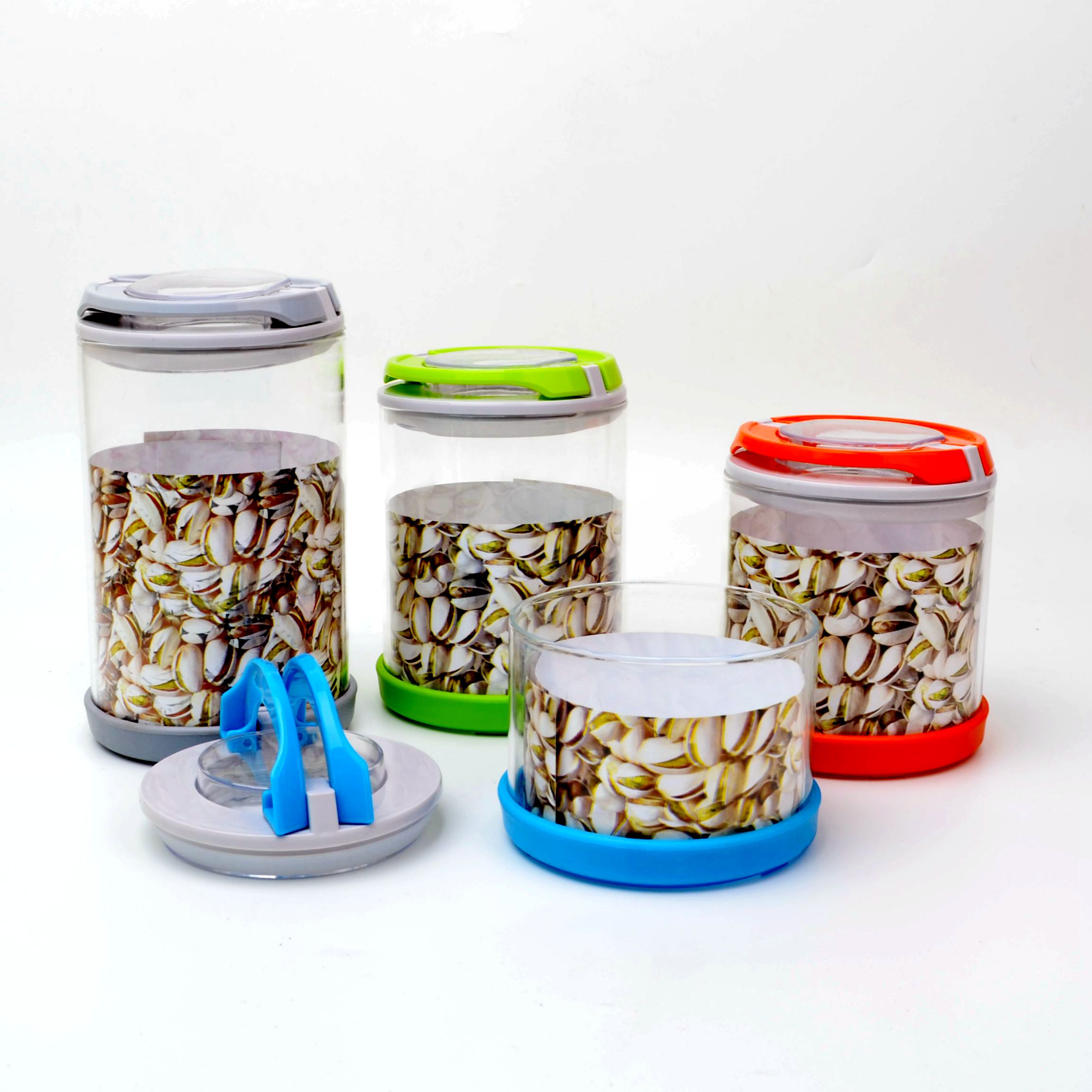 China Colored Silicone Seal Airtight Cover Heat-Resistant Glass Container for desserts