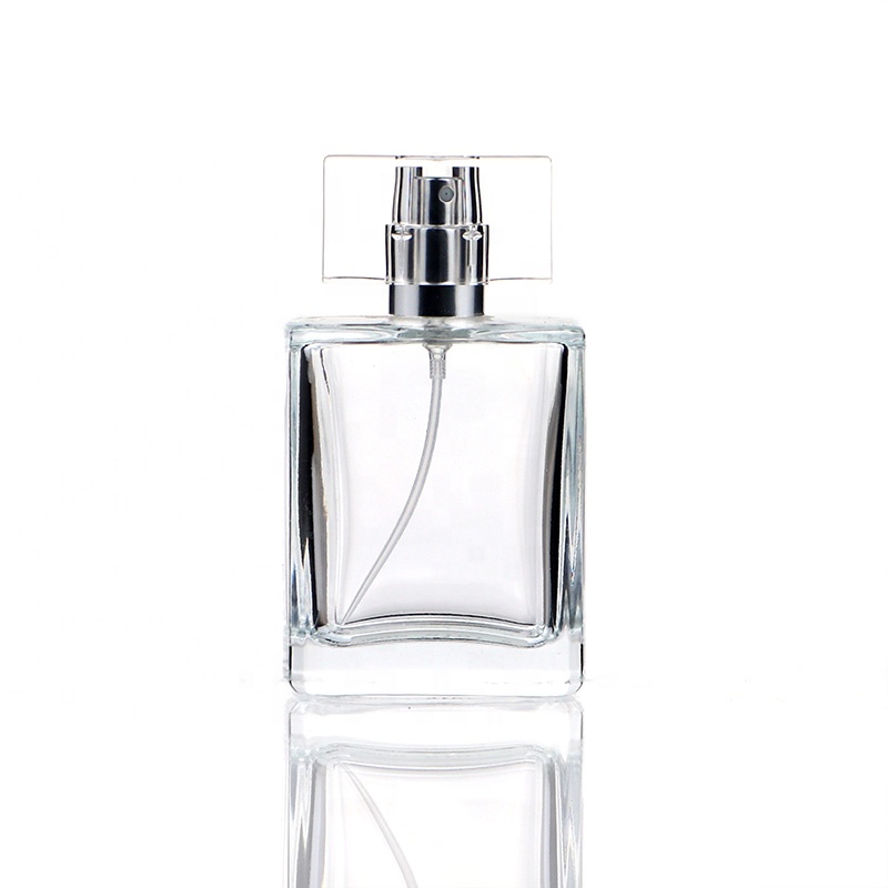 China Cosmetics Empty Square Perfume Glass Bottle 50ml Supplier