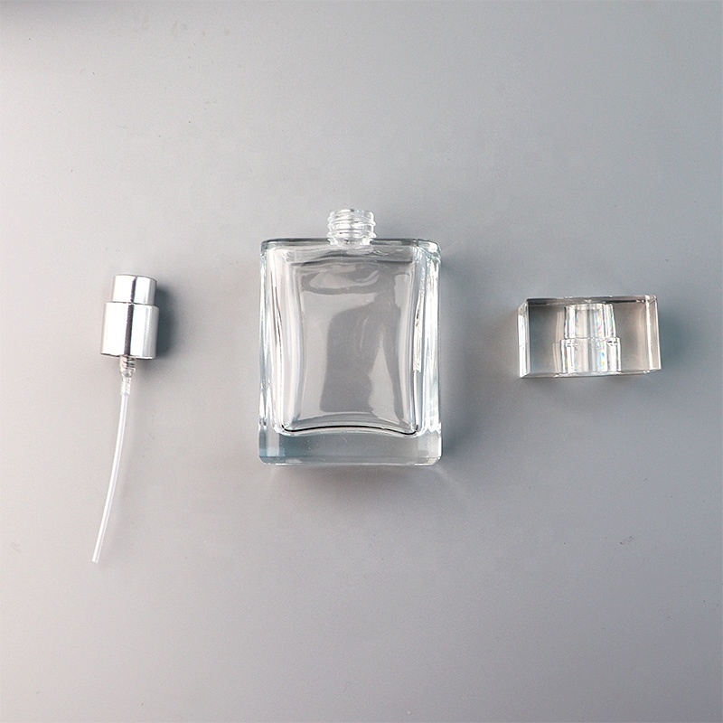 China Cosmetics Empty Square Perfume Glass Bottle 50ml Supplier