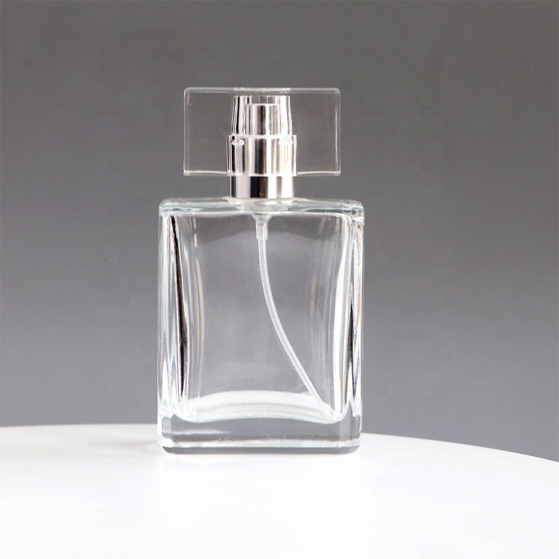 China Cosmetics Empty Square Perfume Glass Bottle 50ml Supplier