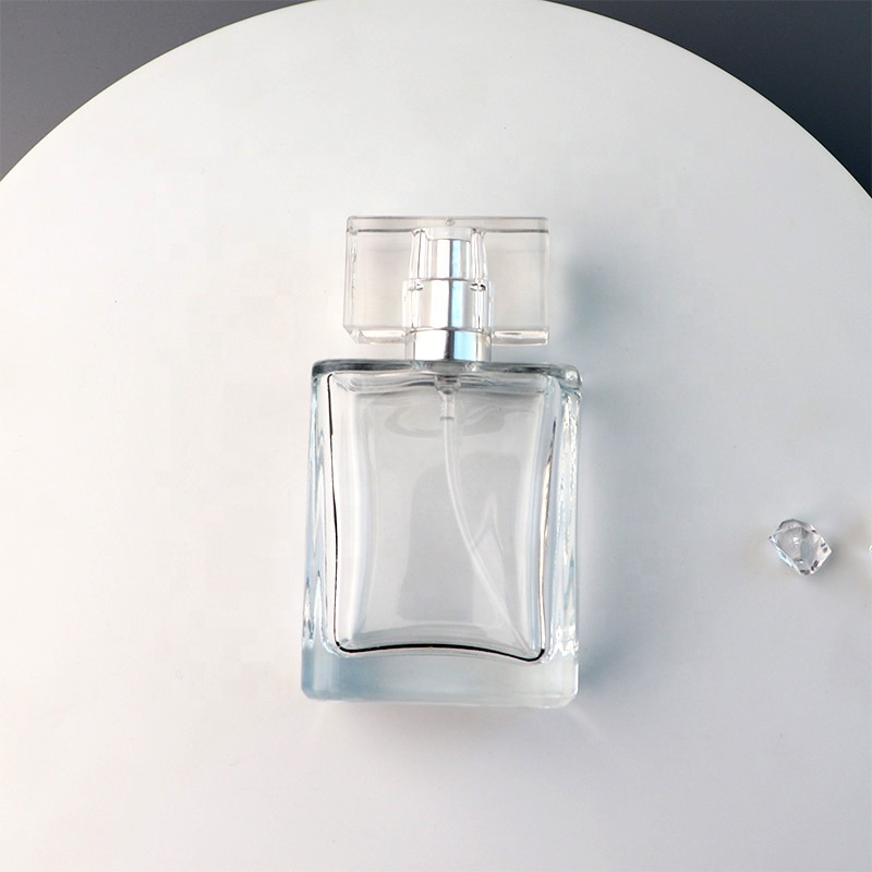 China Cosmetics Empty Square Perfume Glass Bottle 50ml Supplier