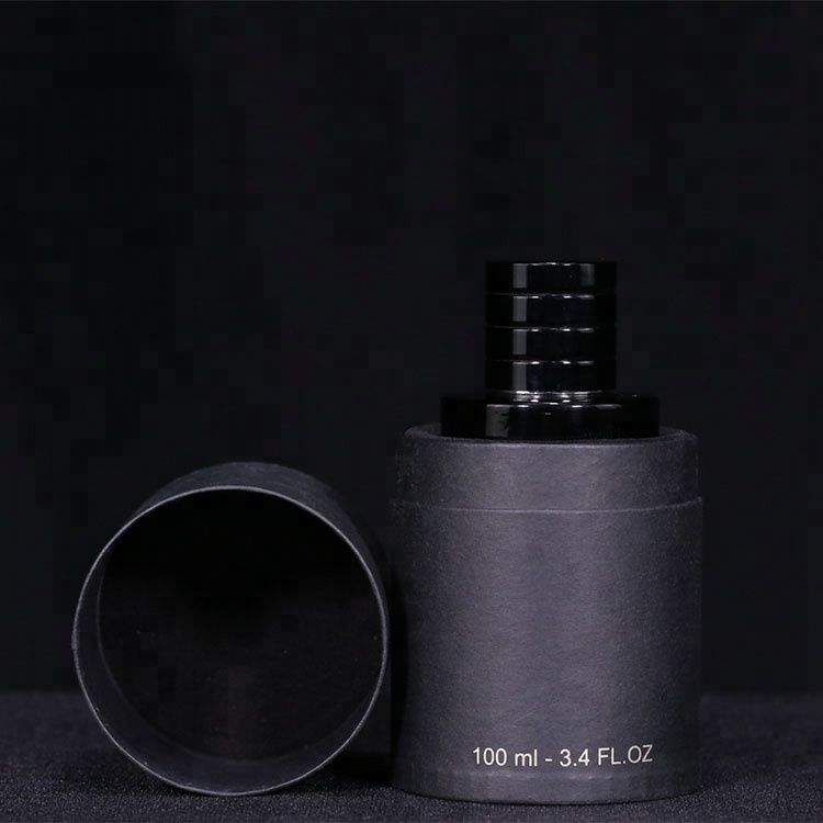 China Custom Black Cylinder Transparent Spray Glass Perfume Bottle 100ml