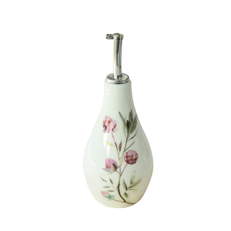 China Dinner Set  Garden Charger Olive Oil Bottle Dispenser Porcelain Vinegar Cruet With Steel