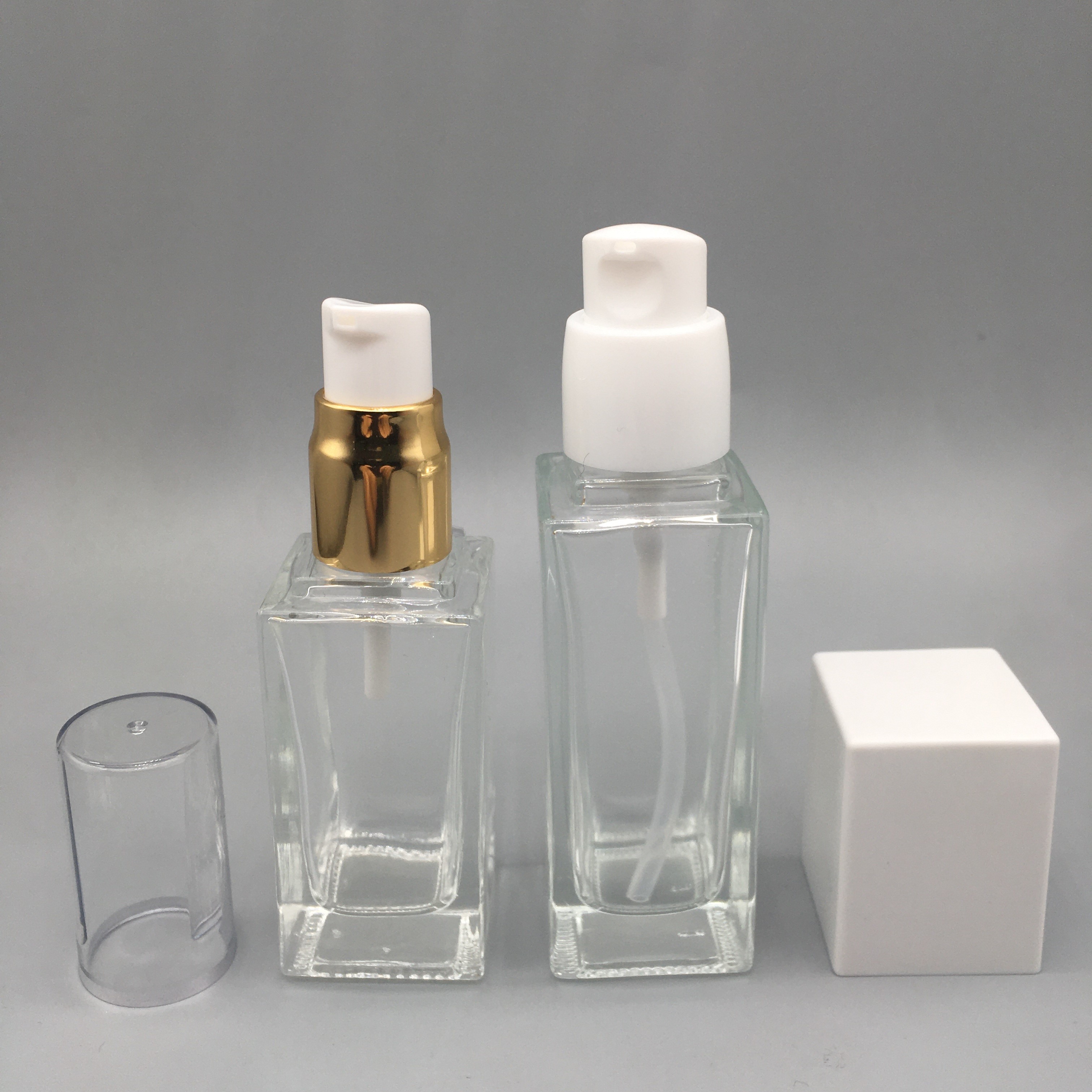 China Factory 30 Ml Foundation Glass Pump Bottle Frosted Double Layer Glass Bottle