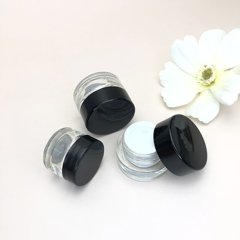 China Factory 5g 3g glass face cream jars with plastic cap Wholesale cream jars glass eye cream jars