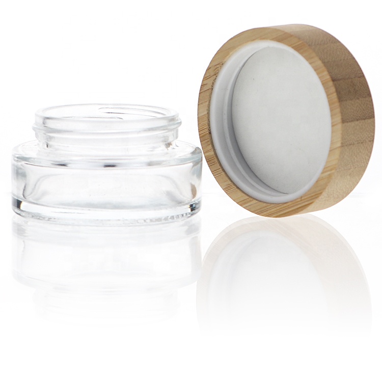 China Factory Custom Logo 30g 50g 100g Cosmetics Cream glass bottles and jars Clear Wide Mouth Glass Cream Jar 30g