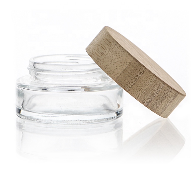 China Factory Custom Logo 30g 50g 100g Cosmetics Cream glass bottles and jars Clear Wide Mouth Glass Cream Jar 30g