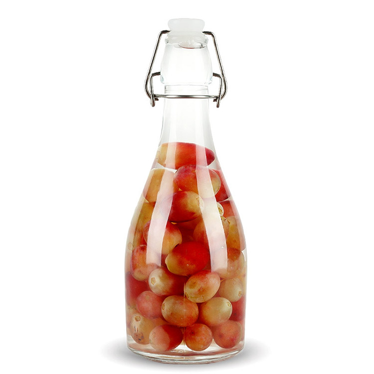 China Factory Direct 500ml Airtight Transparent Glass Bottles with Swing Top for Storage Drinks