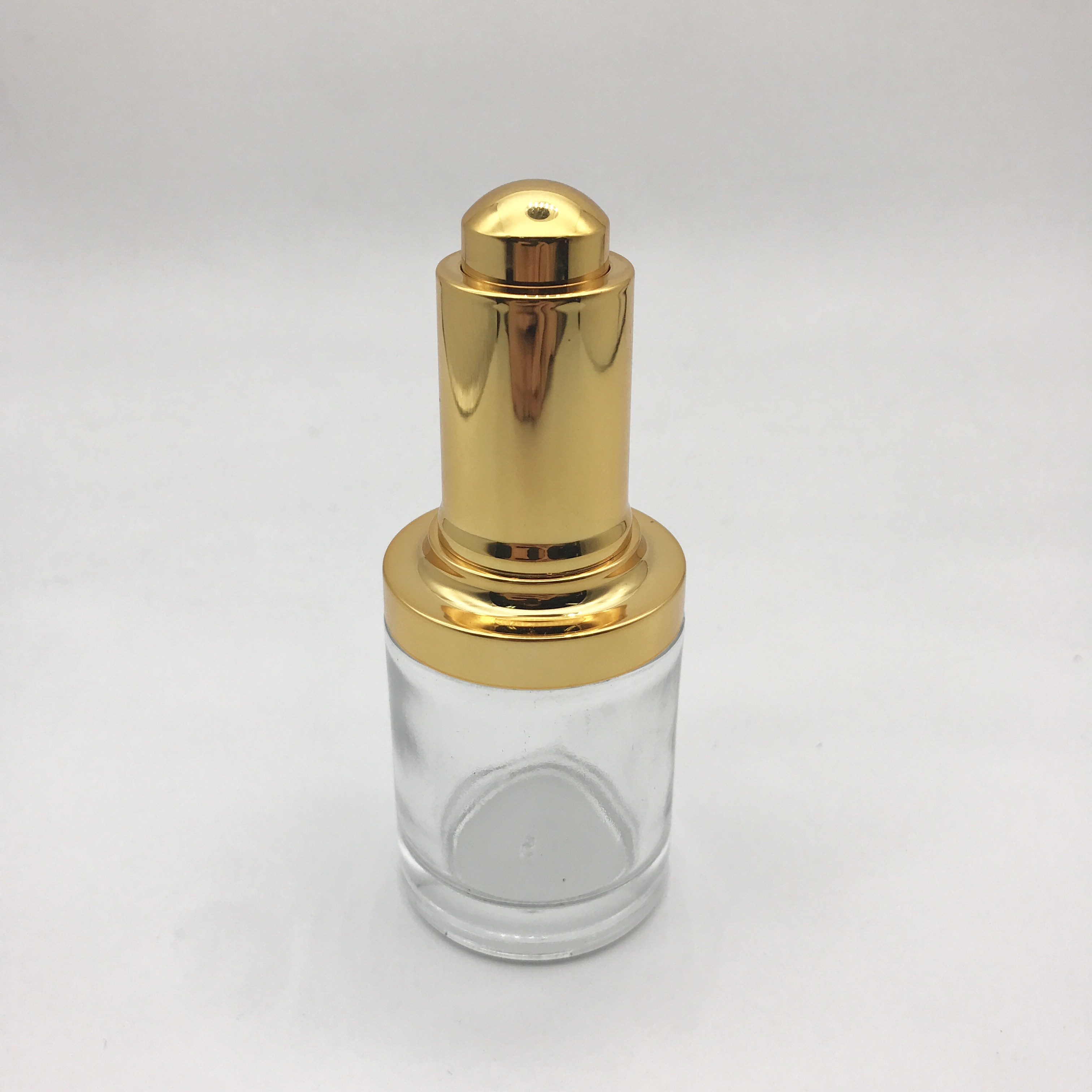 China Factory Electric Glass Dropper Bottle 10ml 15ml 30ml 50ml Golden Collar Dropper Bottle