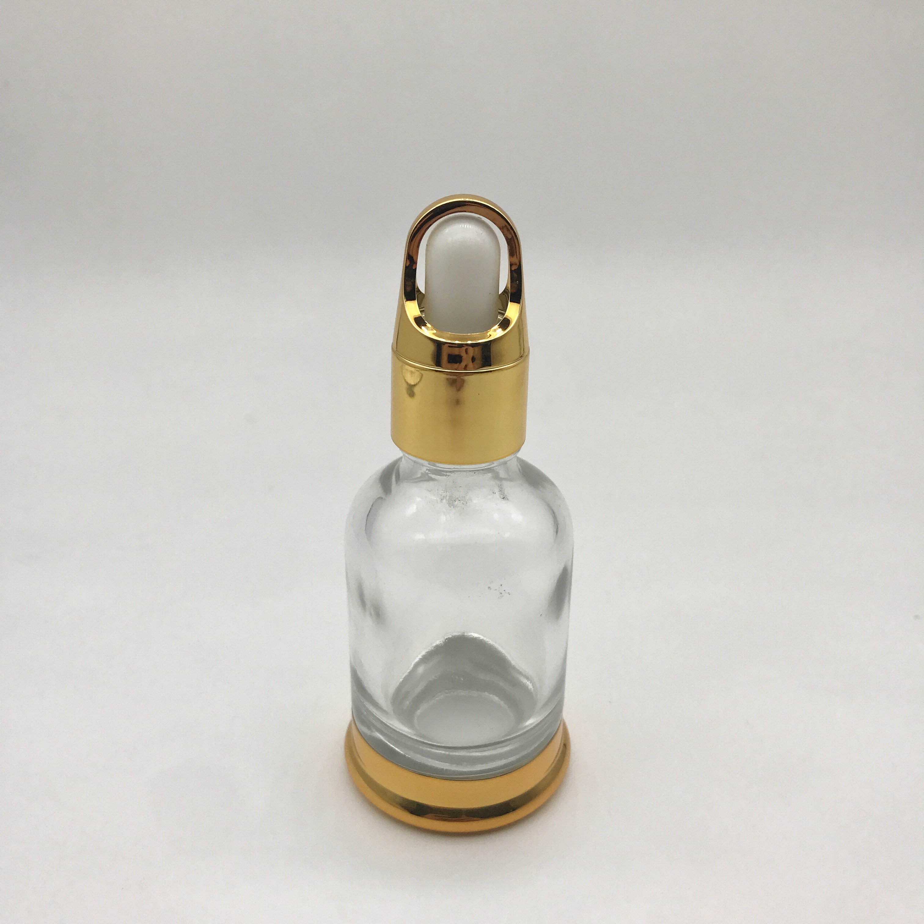 China Factory Electric Glass Dropper Bottle 10ml 15ml 30ml 50ml Golden Collar Dropper Bottle