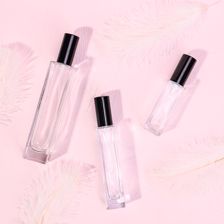 China Factory Empty Rectangular Glass Fragrance Oil Mist Perfume Spray Bottle 30ml 50ml 100ml