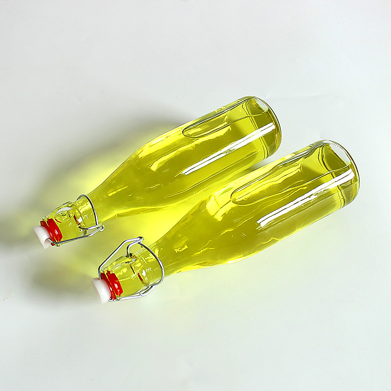 China Factory Export Product Swing Clip Top Clear Sealed Glass Beverage Storage Bottles