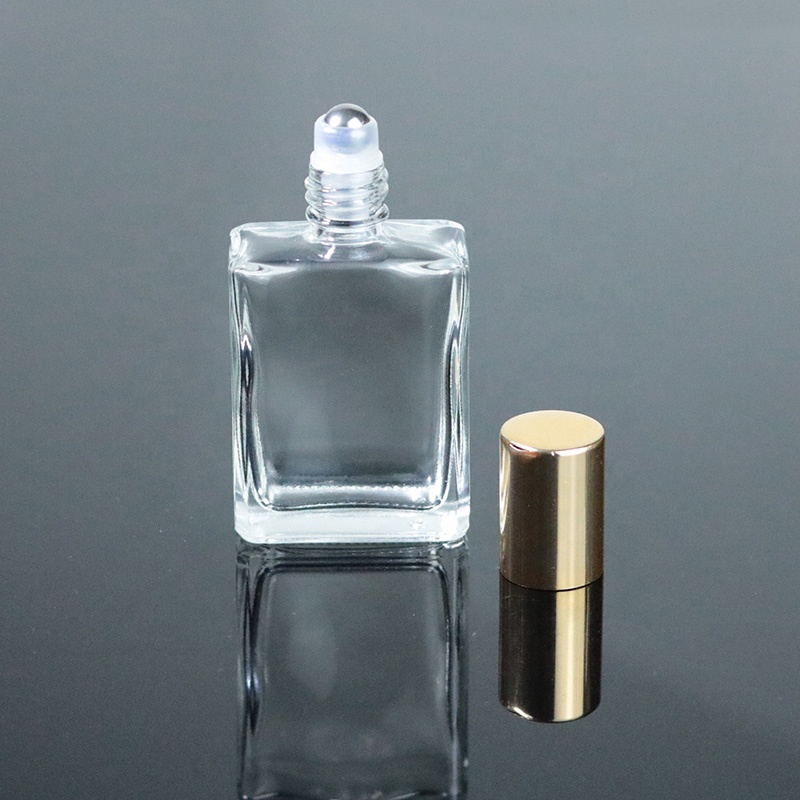 China Factory Glass Roll On Bottle 15ml 0.5oz Perfume Clear Square Glass Roller Bottle (NRB24)