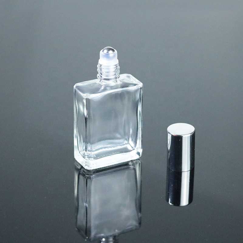 China Factory Glass Roll On Bottle 15ml 0.5oz Perfume Clear Square Glass Roller Bottle (NRB24)