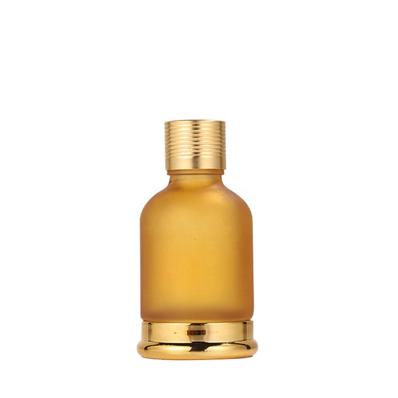China Factory Luxury Gold Frosted Glass Essential Oil Dropper Bottle