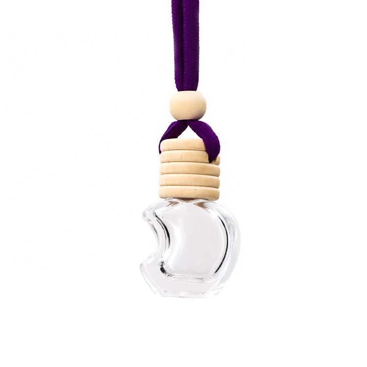 China Factory New Product Cheap Clear Empty Hanging Car Perfume Apple Bottle 5 ml With Wooden Cap