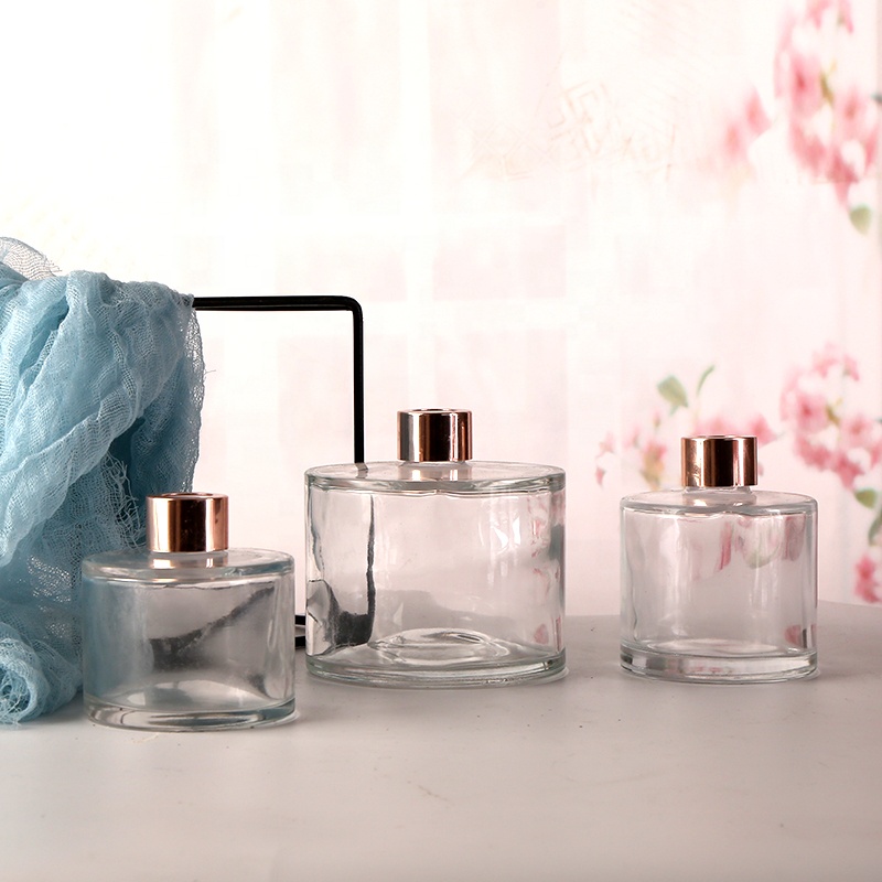 China Factory Round Empty Reed Diffuser Glass Bottle Aroma Diffuser Bottle With Lid