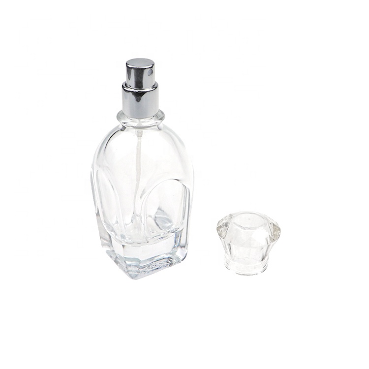 China Factory Square Diamond Shape 50ml Perfume Bottles Glass Spray Bottle Wholesale