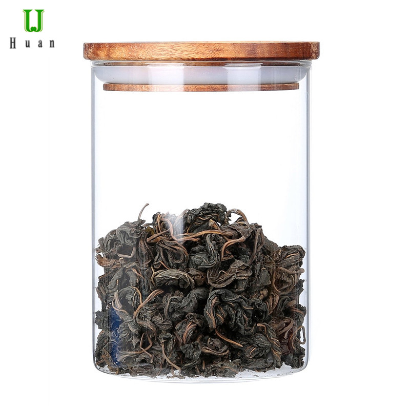 China Factory Wholesale Hot Selling Food Storage Jar Tea Glass Jar With Wooden Lid