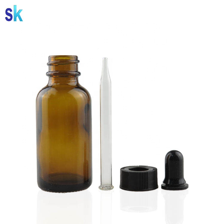 China Factory round 1oz e liquid boston 30ml glass dropper bottle