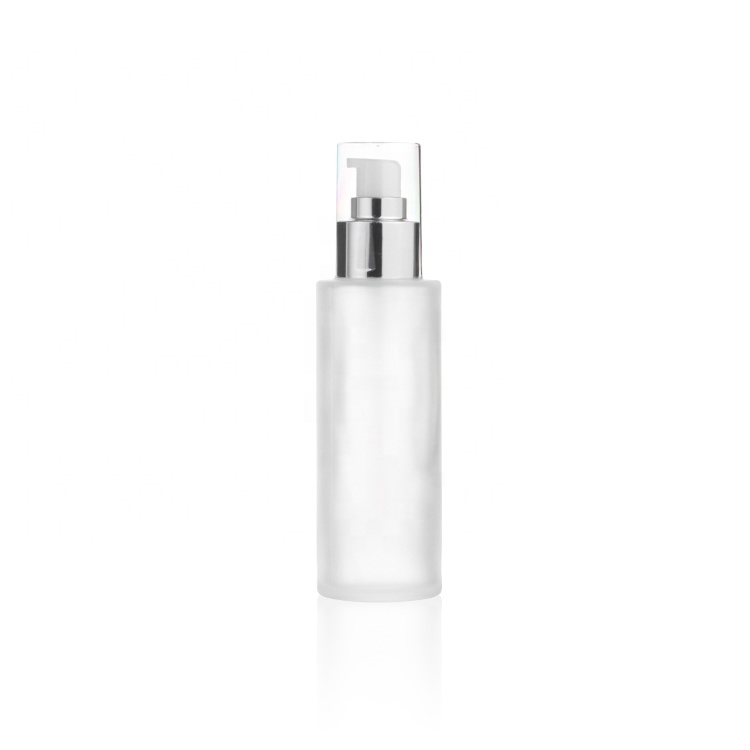 China Frosted Glass 50ml 100 ml 120ml Cosmetics Containers And Packaging Glass Lotion Bottles With Pump