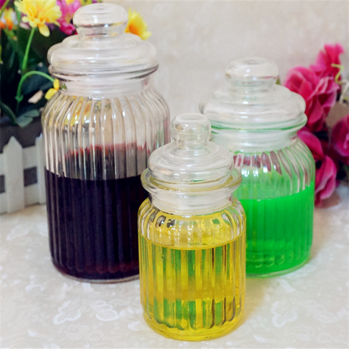 China Handmade clear big glass jar candy glass candy boxes with lid for home wedding usage