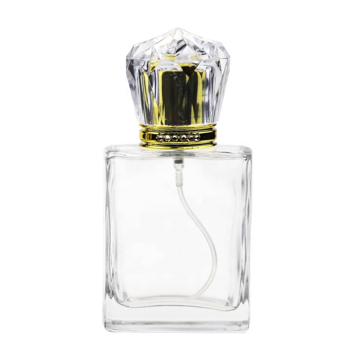 China Hot Sale Clear Empty 50ml Square Glass Perfume Bottle For Women