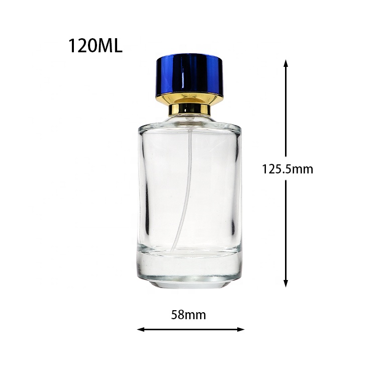 China Luxury Design Crimp Spray Cylinder Glass Perfume Bottle 120ml For Men Cologne